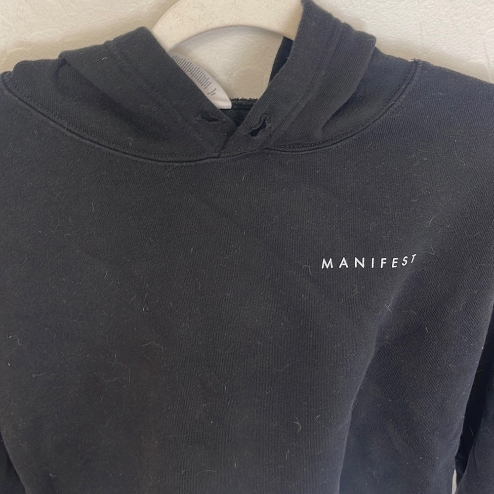 Women’s Black Manifest Cropped Hoodie Size Small - Picture 4 of 7
